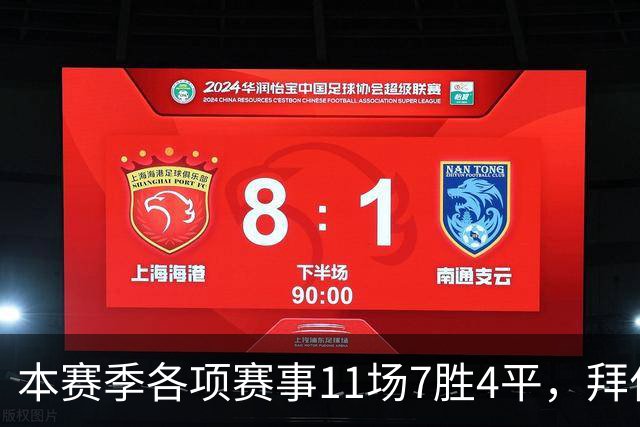 本赛季各项赛事11场7胜4平，拜仁仍是五大联赛唯一不败球队